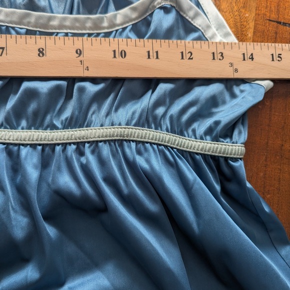 VTG 1970's Vassarette Size 13 Blue Nylon Nightgown Slip Dress Maxi Lingerie - Picture 7 of 9